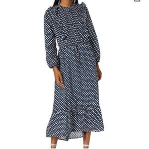 NWT Lucky Brand midi dress women’s size M blue floral print boho ruffle